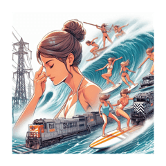 [LINEスタンプ] 鉄道VSサーファー