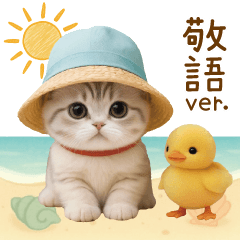 [LINEスタンプ] スコティッシュ猫 カラフル帽 夏 敬語