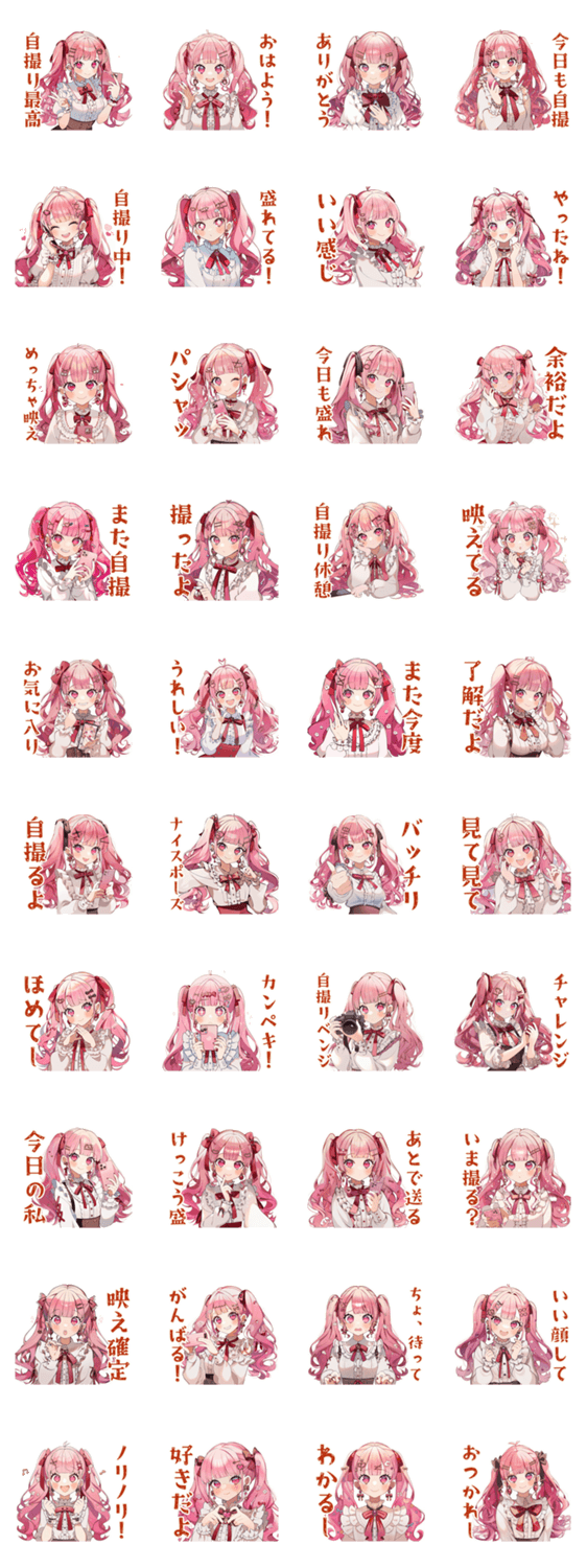 自撮り大好き★ラブリーな女の子のスタンプ詳細