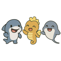 [LINEスタンプ] 可愛いサメ、エイ、タツノオトシゴ
