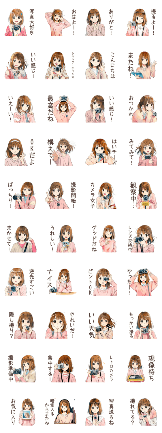 写真好きなふつうの女の子♡のスタンプ詳細