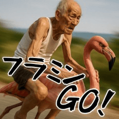 [LINEスタンプ] 褒め上手フラミンGOじじぃが褒めるスタンプ