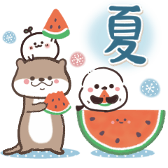 [LINEスタンプ] まるいやつらとトリさんの夏