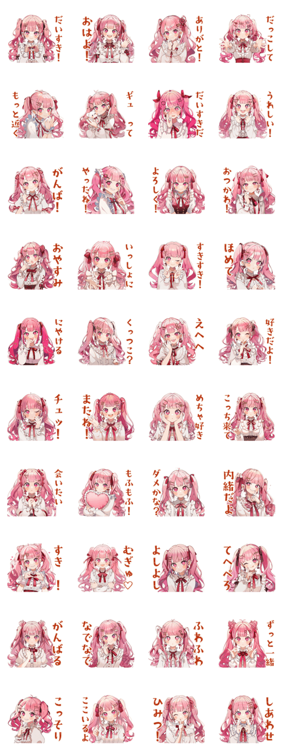 ラブリーな女の子のだいすきアピールのスタンプ詳細