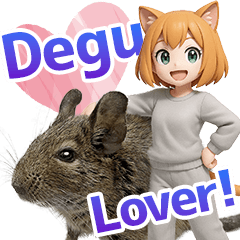 [LINEスタンプ] デグー大好き！ニートにゃ猫耳妖精 英語版