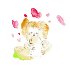[LINEスタンプ] 水彩画女の子と動物