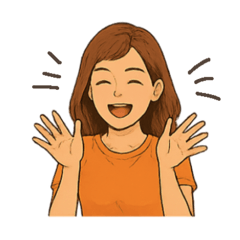 [LINEスタンプ] オレンジ色のTシャツを着たお姉さん