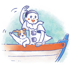 [LINEスタンプ] 夏 - 水彩風ちびピエロスタンプ
