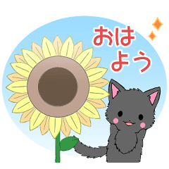 [LINEスタンプ] 飛び出す！ちび黒モフにゃん11【夏】