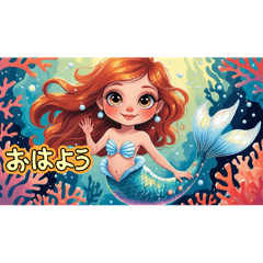 [LINEスタンプ] ❤️人魚❤️海、動物、スイカ❤️夏❤️