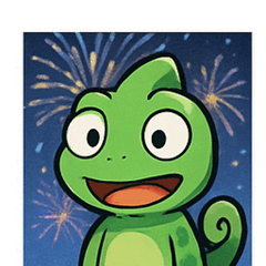 [LINEスタンプ] 花火カメレオン2@SFW