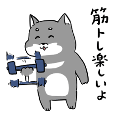 [LINEスタンプ] 黒柴犬スタンプ【筋トレ・ジム編】