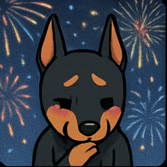 [LINEスタンプ] 花火とキリッとドーベルマン@SFW