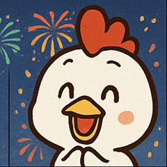 [LINEスタンプ] 花火とコケコッコーなニワトリ@SFW