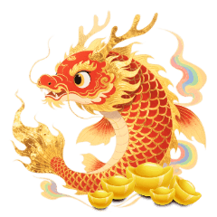 [LINEスタンプ] 富を集める龍鯉 - 一歩一歩前進