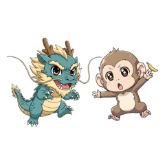 [LINEスタンプ] ドラゴンとサルの物語