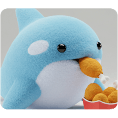[LINEスタンプ] (文字なし)唐揚げを食べるシャチ 