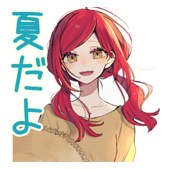 [LINEスタンプ] 夏★普段着赤髪女子のゆるスタンプ