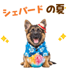 [LINEスタンプ] でか文字！夏のシェパードの子犬