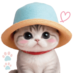 [LINEスタンプ] スコティッシュ猫 麦わら帽 会話 お返事
