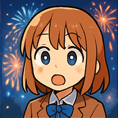 [LINEスタンプ] 花火とワクワク女子高生2@SFW