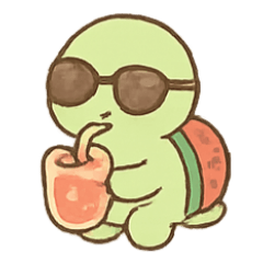 [LINEスタンプ] スイカタートル夏の浜辺パーティー