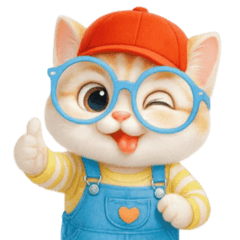 [LINEスタンプ] かわいいオレンジ色のメガネ猫 V.2