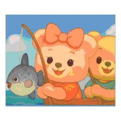 [LINEスタンプ] 魚釣りや蜂蜜集めなどを楽しむ桃熊 