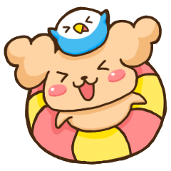 [LINEスタンプ] ふわふわ犬さんと鳥ちゃんの夏2025