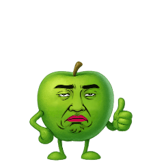 [LINEスタンプ] [アレンジ用]擬人化劇画フェイス青リンゴ