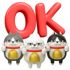 [LINEスタンプ] デカ動く3D三匹の擦れねこ