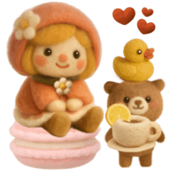 [LINEスタンプ] 羊毛フェルト♡苺ちゃんとクマさん