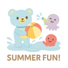 [LINEスタンプ] 空色のくま。4（夏）
