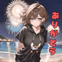 [LINEスタンプ] 花火デートでキュン